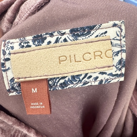 Anthropologie Pilcro Velveteen Mock Neck Pink Shortsleeve Top, size M - Picture 5 of 7